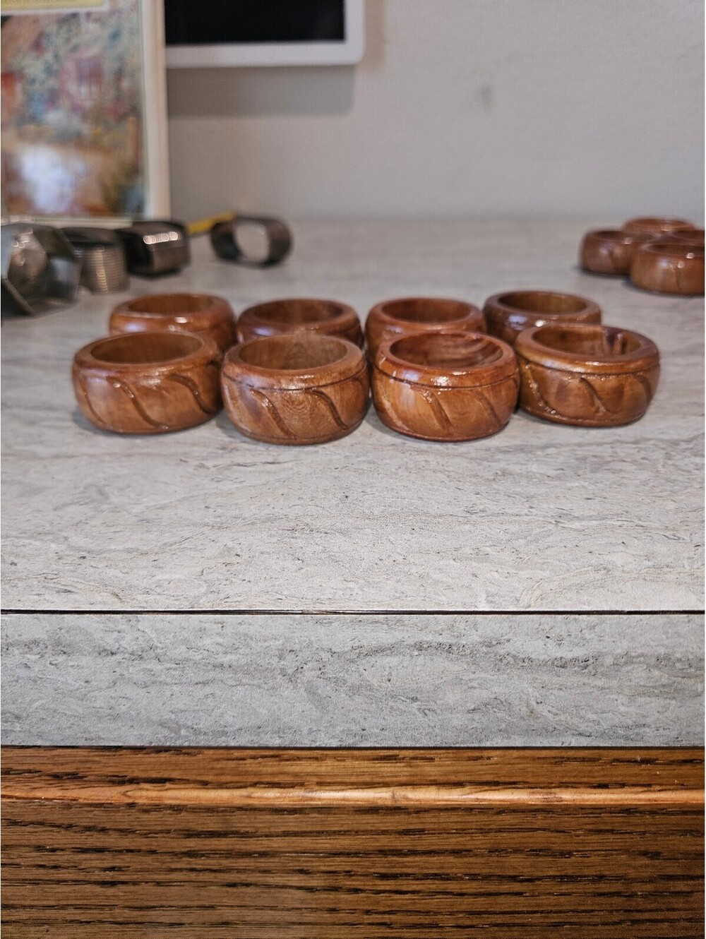Vintage set of 6 wooden napkin rings